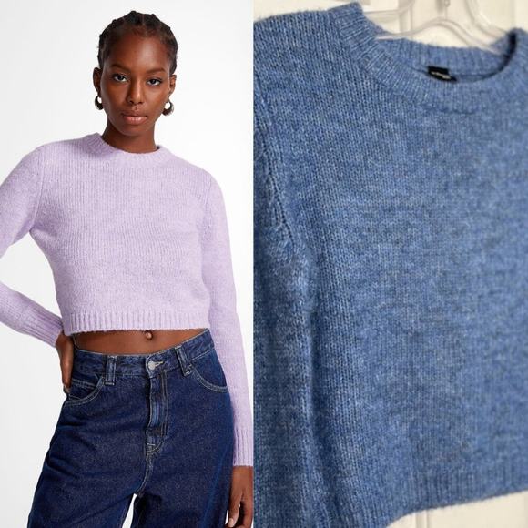 NWT Icone Simons Alpaca Wool Crewneck Sweater XS Blue Melange - Picture 1 of 13